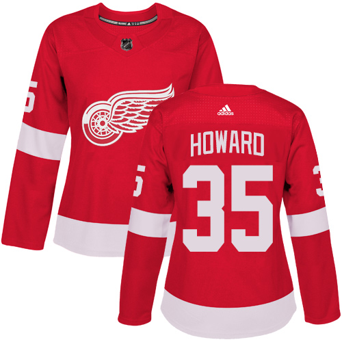 Adidas Red Wings #35 Jimmy Howard Red Home Authentic Women's Stitched NHL Jersey
